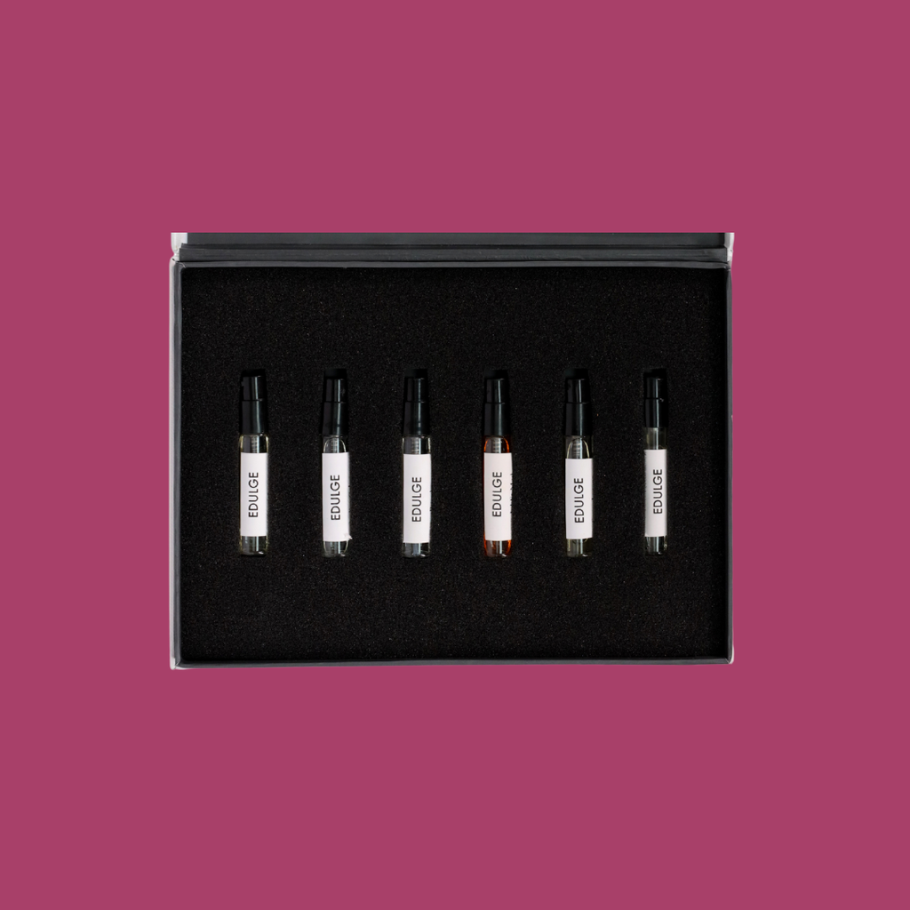 The For Teen Girls Viral Discovery set contains samples of Claudio Zucca - Vanilla Pancake Extrait de Parfum, Lorenzo Pazzaglia - Sugar Kisses Extrait de Parfum, Theodoros Kalotinis - Bubble Gum Factory Eau de Parfum, Jousset Parfums - Sticky Popcorn Extrait de Parfum, Duduar - Happy Apple Extrait de Parfum, Aziri Paris - Granita Extrait de Parfum